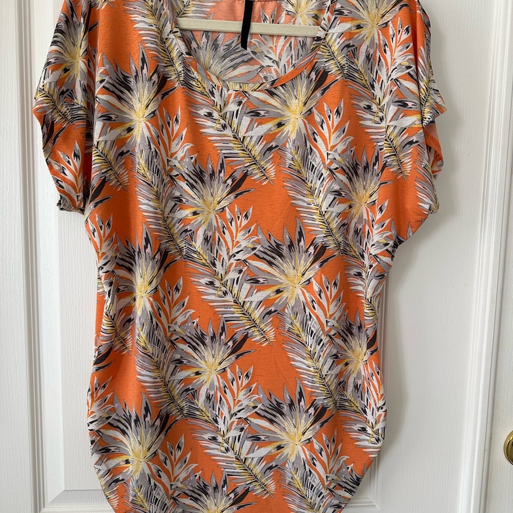 Ashley Blue Orange Floral Women's Top large